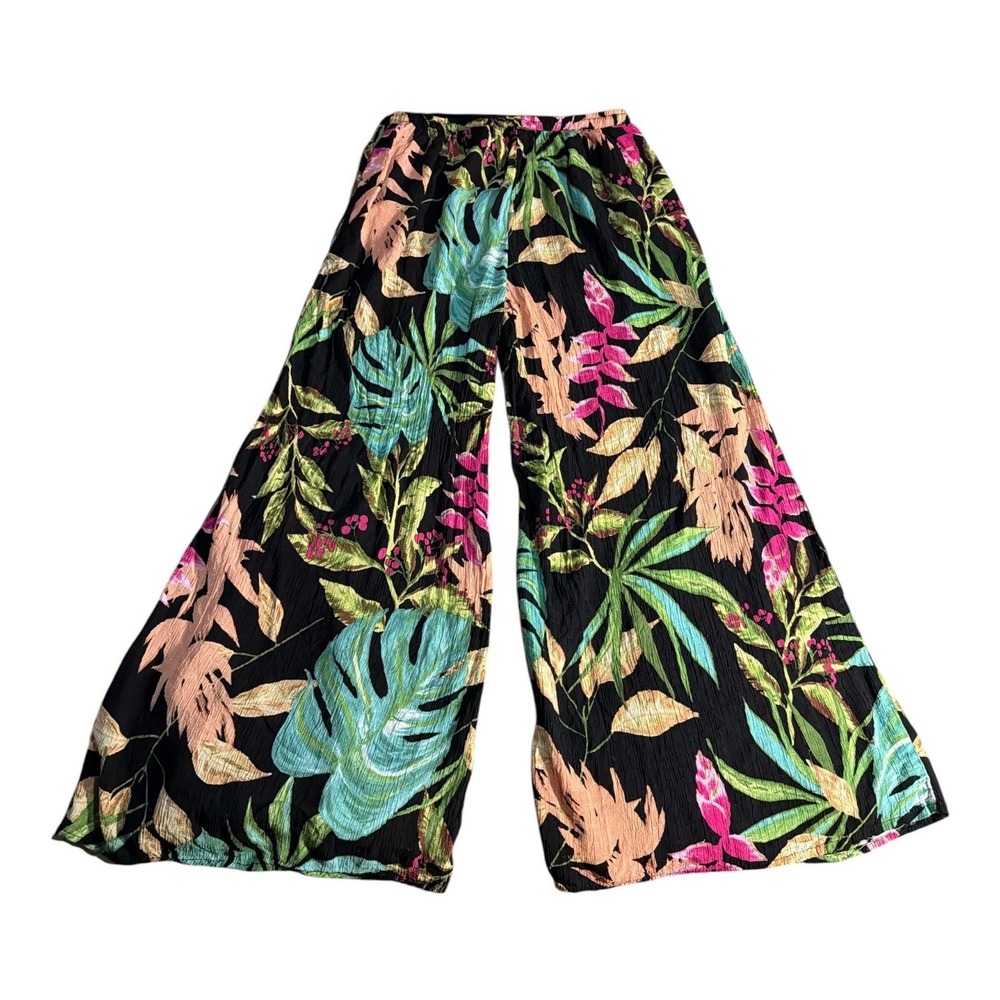 Flowy summer wide leg floral gaucho palazzo pants y2k style Rachel Roy medium - Picture 8 of 10